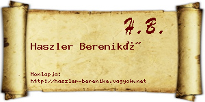 Haszler Bereniké névjegykártya